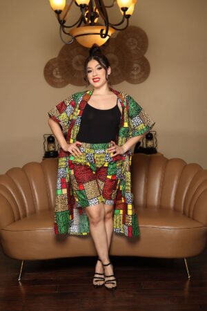 Ope Kimono Set Multiyellow - Blazin Fashion