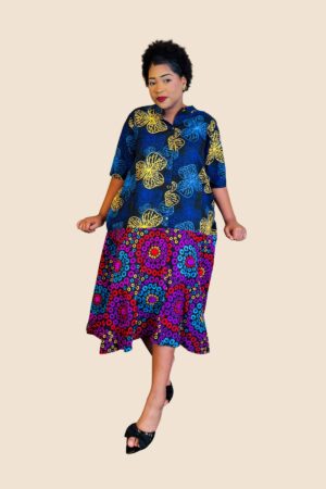 Kaine Mid Flare Dress - Blue Mix