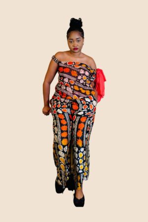 Senora 2 Piece Silk Set - Orange Mix