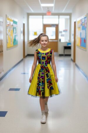 Girls Black-Lemon Trim Net
