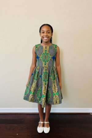 Girls Green-Leafy Sleeveless Peplum