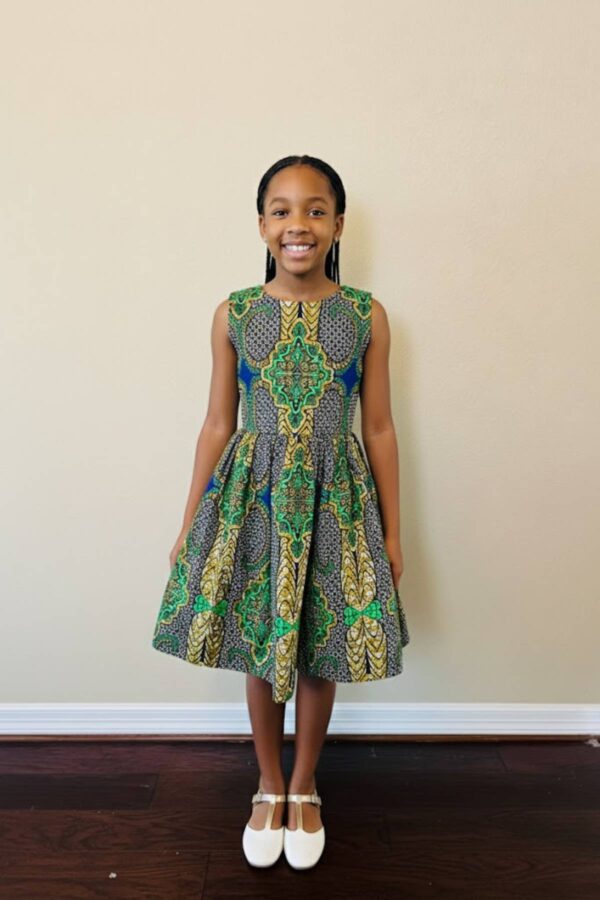 Girls Green-Leafy Sleeveless Peplum-1200x1800p-01
